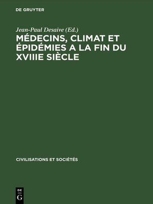 cover image of Médecins, climat et épidémies a la fin du XVIIIe siècle